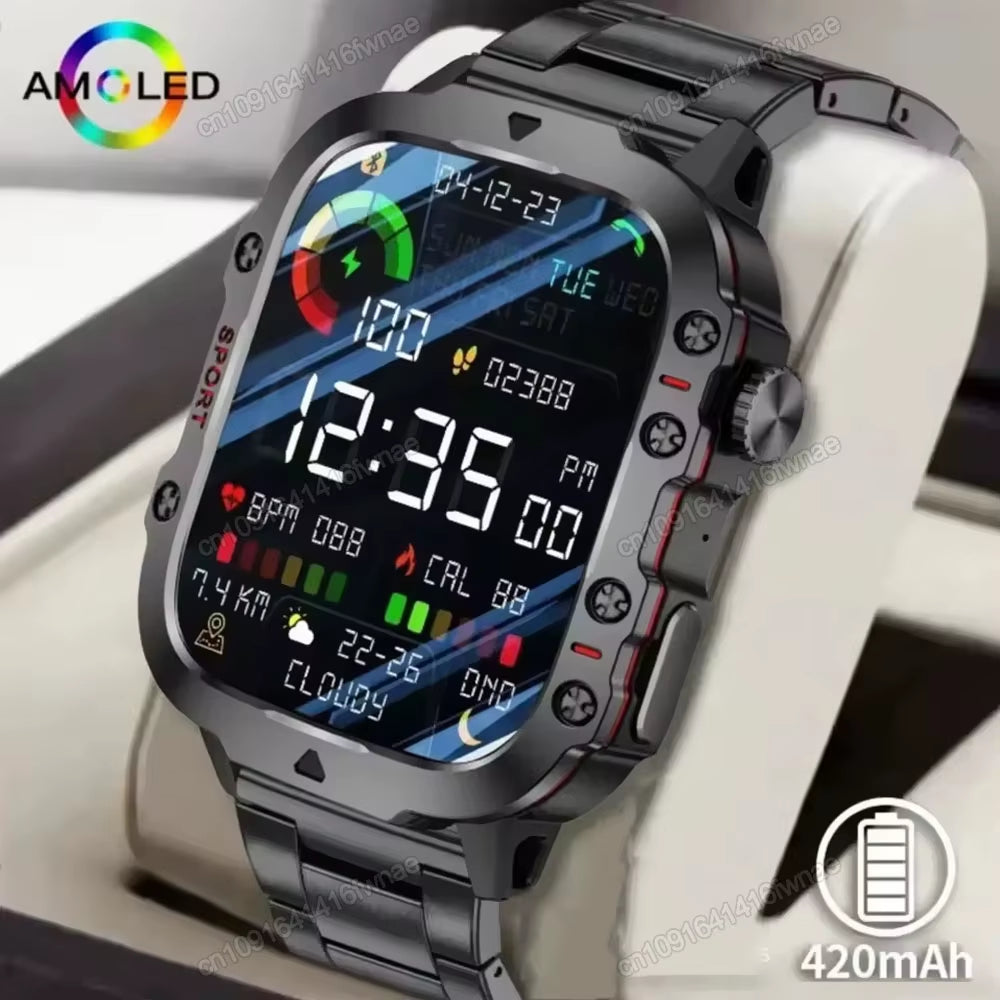 Original Men Smartwatch Flashlight Bluetooth Call Fitness Clock IP68 Waterproof Sports Men for Android IOS Smart Watch 2025 New